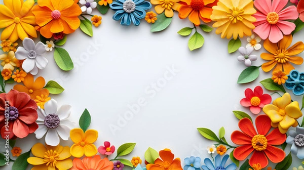 Fototapeta Floral Frame with Blue Leaves
