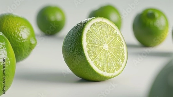 Fototapeta lemon close-up with a white background generative ai