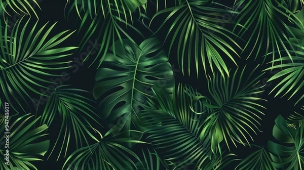 Fototapeta Tropical Leaves Seamless Pattern