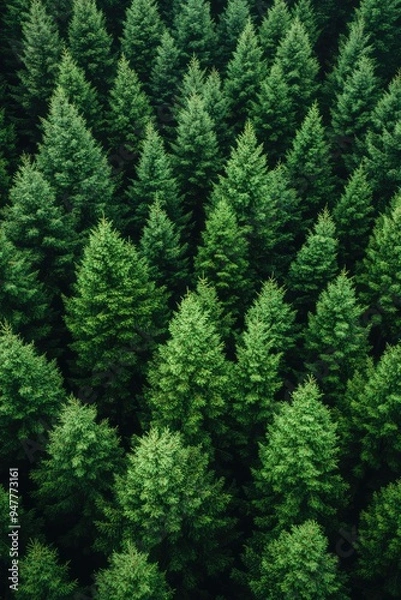 Fototapeta Dense forest canopy, viewed from above. Perfect for illustrating nature, environmentalism, or forestry.