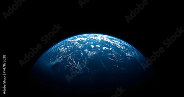 Fototapeta Stunning 3D View of Earth from Space Capturing Half of the Globe Against the Darkness of the Universe.