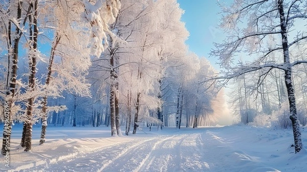 Fototapeta Winter forest wallpaper