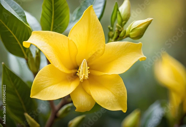 Fototapeta Yellow golden flowers and leaves