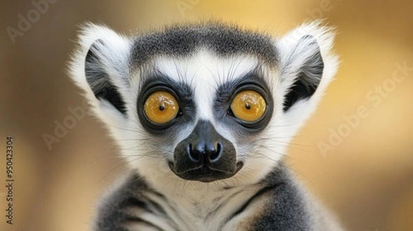 Fototapeta Close-Up Portrait of a Curious Lemur