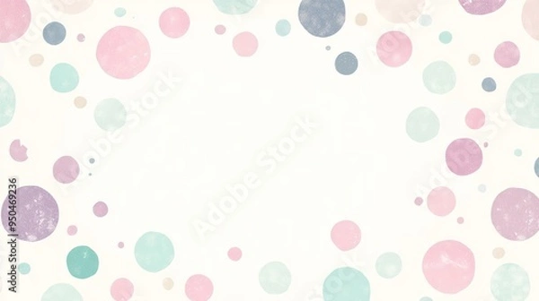 Fototapeta A cute, polka-dotted background in pastel shades with a central blank space for text. The design is simple and sweet, ideal for a playful and friendly tone.