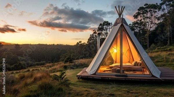 Fototapeta glass modern tipi tent luxury glamping 