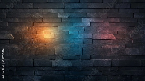 Fototapeta A textured stone wall featuring subtle colorful lighting, perfect for backgrounds, wallpapers, and artistic projects.