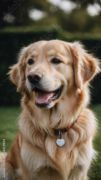 Fototapeta Happy Golden Retriever Dog: Joyful Portrait in Natural Light