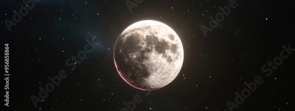 Fototapeta 3D cartoon rendering of a full moon during a lunar eclipse