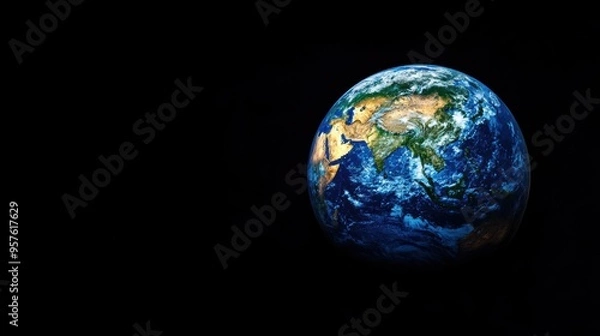 Fototapeta Stunning Aerial View of the Beautiful Blue Planet Earth in Space