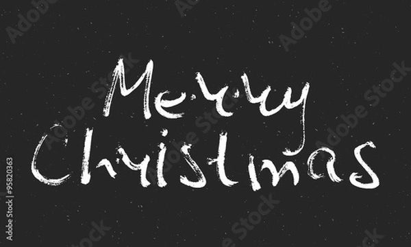 Fototapeta Hand written inscription Merry Christmas. Design element for banner, card, invitation, label, t-shirt, postcard, poster. Scribble vector illustration.