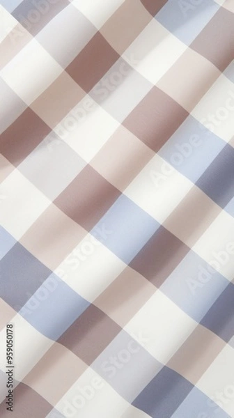 Fototapeta The gingham pattern on a Beige and white background 