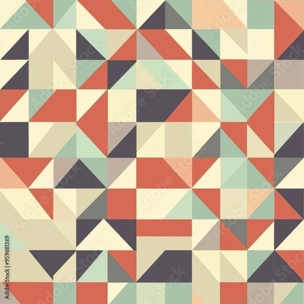 Fototapeta seamless pattern of retro triangles and squares in muted tones