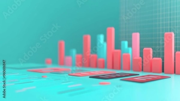 Fototapeta Financial forecasting, digital tools with predictive analytics, 3D illustration