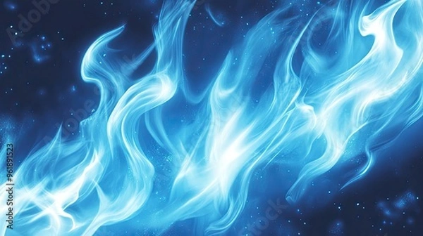 Fototapeta Blue flames background. Abstract background blue white flames cartoon anime