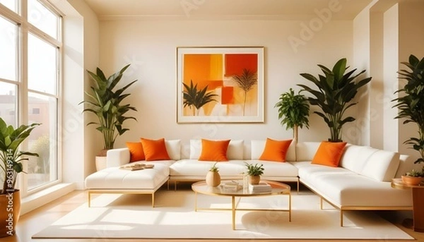 Fototapeta Photo interior modern design room 3d illustration