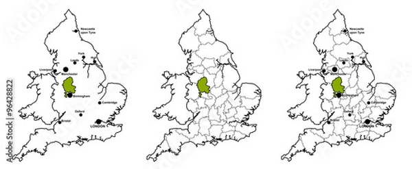 Fototapeta Staffordshire located on map of England