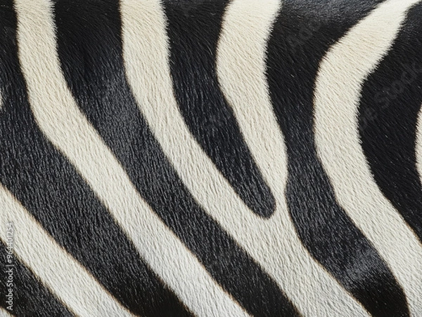 Fototapeta Zebra skin pattern, captured in high detail, displaying the bold black and white stripes in perfect symmetry