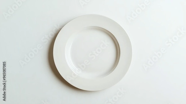 Fototapeta An empty white plate on a white background.