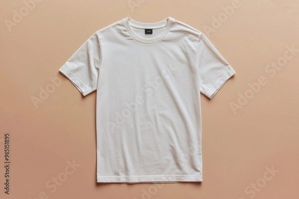 Fototapeta Simple Tshirt Flatlay mockup in beige background created with generative AI