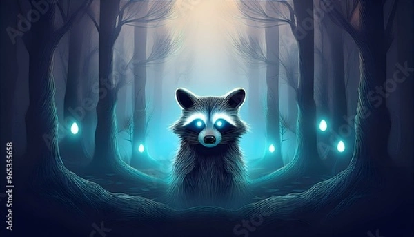 Obraz Mystical Raccoon in Enchanted Forest