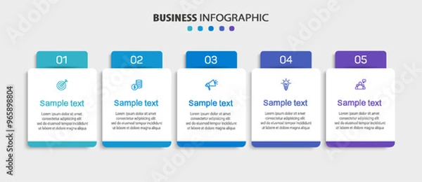 Obraz Business infographic template with 5 options or steps. Can be used for workflow layout, diagram, annual report, web design