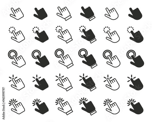 Fototapeta Click hand cursor icons collection. Interface cursor icons with hand