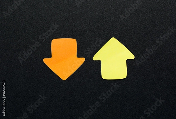 Obraz Opposite directions concept with two arrows of different colors