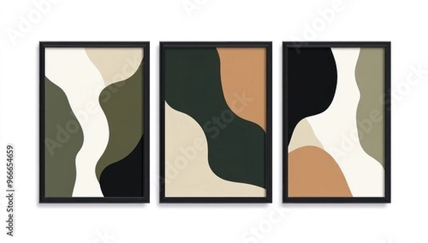 Fototapeta Abstract art pieces featuring organic shapes in muted colors.