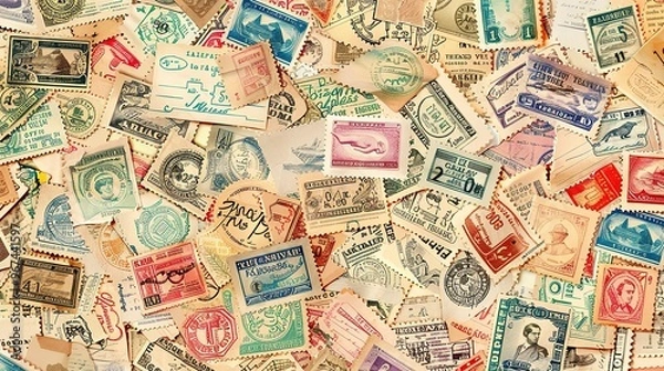 Fototapeta Vintage stamp pattern wallpaper