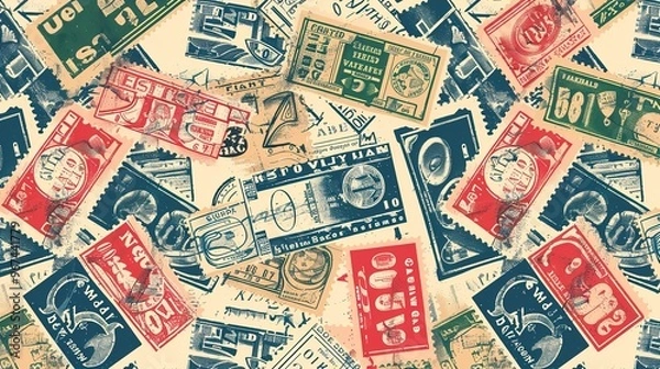 Fototapeta Vintage stamp pattern wallpaper