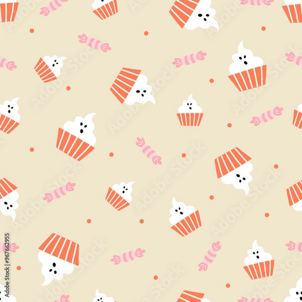 Fototapeta Vector abstract seamless cute halloween pattern.