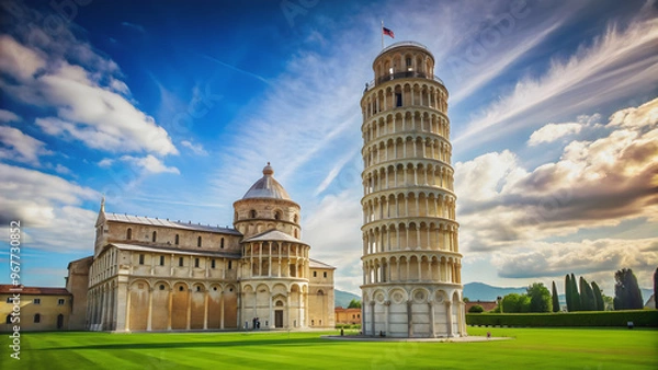 Fototapeta Iconic Italian landmark, the leaning tower of Pisa in the Piazza dei Miracoli, Italy