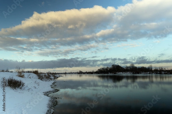 Fototapeta Winter landscape. River bank.