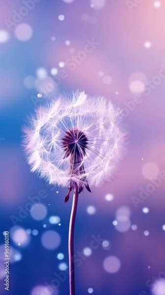 Fototapeta dandelion on blue background