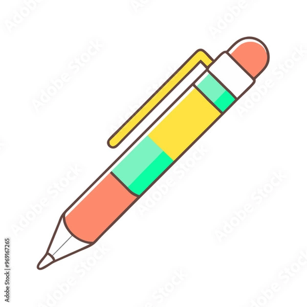 Fototapeta Stylus Pen Icon in Bright Colors for Digital Drawing
