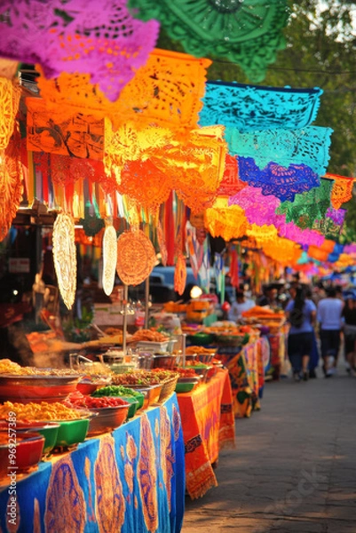 Fototapeta National hispanic heritage month latin american street food market festival in details