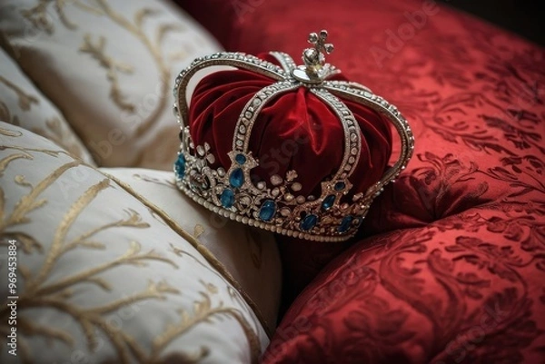 Fototapeta Crown on a red pillow