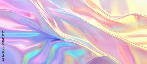 Fototapeta Colorful Holographic Foil With Rainbow Gradient Hologram Texture Dreamy Abstract Background With Pastel Neon Tones Iridescent Surface Pearlescent Abstract Design Ai Generated Imagery