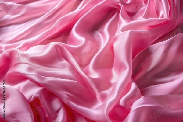 Fototapeta Silken Waves: Pink Draped Fabric Background for Fashion and Wedding Concepts