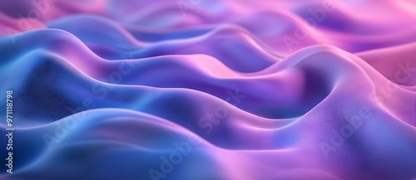 Fototapeta Futuristic Blue and Purple Gradient Background with Smooth Wave Lines. AI generated illustration