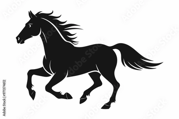 Obraz running horse silhouette, galloping horse silhouette vector, horse icon vector
