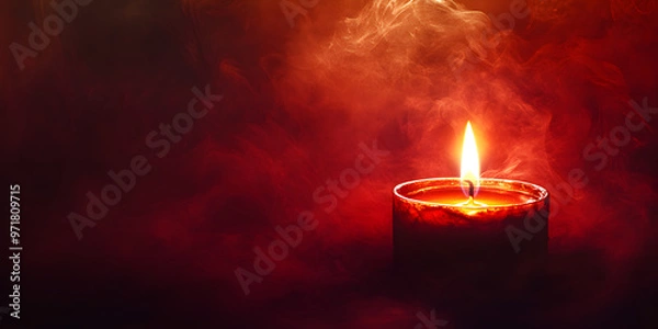 Fototapeta Spooky candle on a deep red background.


