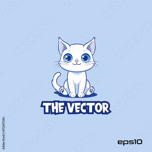 Obraz Cute cat sitting logo, vector, mascot, character, cartoon, illustration, eps10