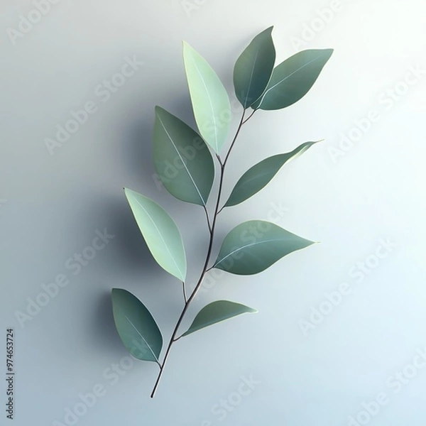 Fototapeta 3D Eucalyptus Leaf Icon: Aromatic Health Plant Leaf Illustration Logo