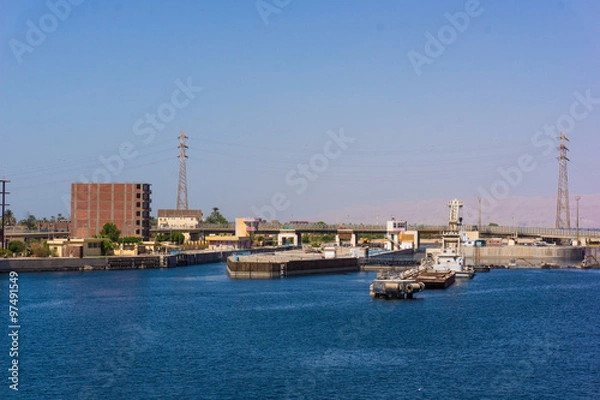 Fototapeta Sluice gate on the Nile river, Egypt.  watergate near Esna