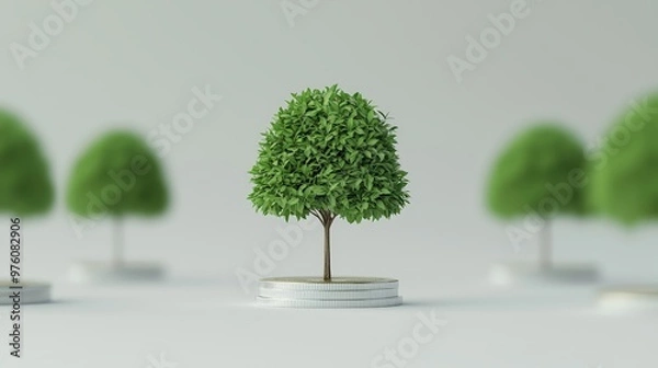 Fototapeta Green finance investment with trees growing