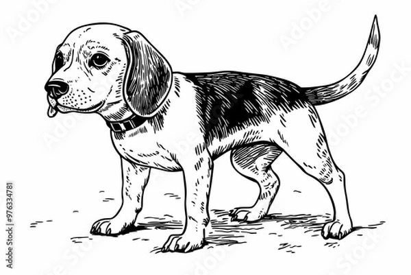 Fototapeta Cute coloring page featuring a playful dog for kids creativity.