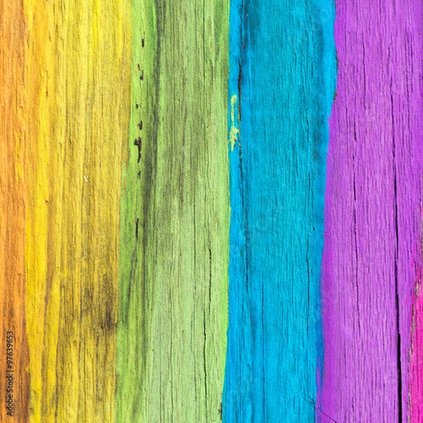 Fototapeta Colorful painted wood wall - texture or background