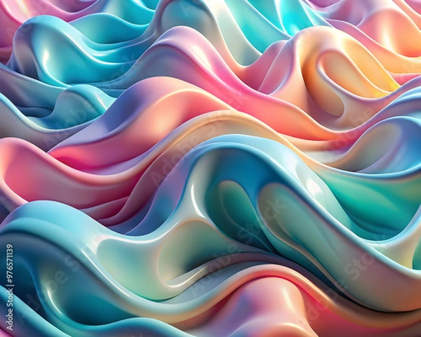 Fototapeta Abstract Flow: A mesmerizing abstract background of vibrant, flowing, liquid-like colors, reminiscent of a dreamy landscape or a surreal, artistic interpretation of a wave.